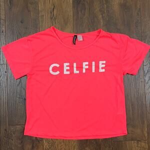 H&M Divided Celfie hot pink crop top